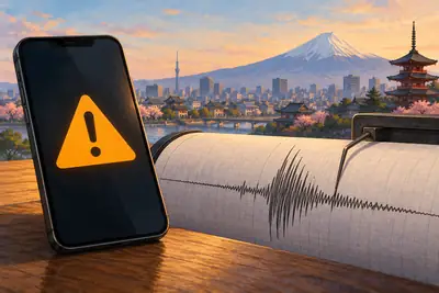 AI-generated illustration of a symbolic earthquake alert