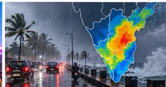 AI-generated illustration representing heavy rain across southern India.