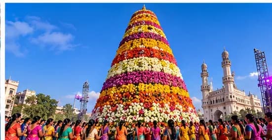 AI-generated illustration inspired by Bathukamma celebrations in Telangana.