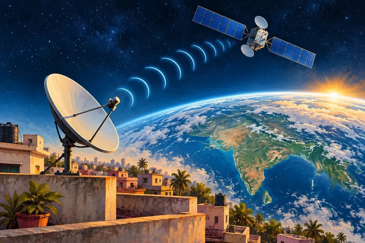 AI-generated illustration of a satellite broadband dish