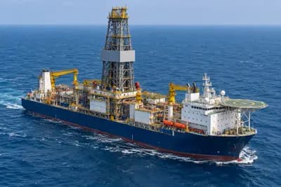 AI-generated illustration of a generic offshore drillship at sea
