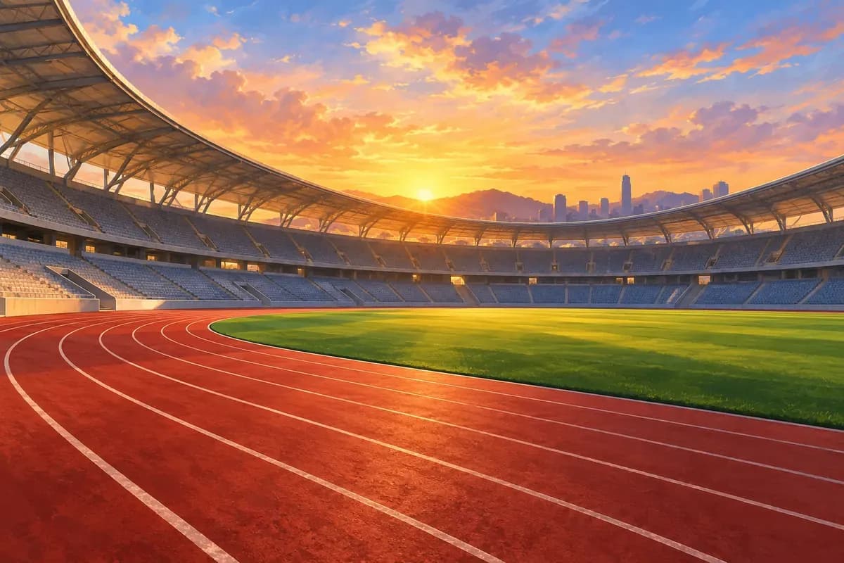 AI-generated illustration of a generic athletics stadium